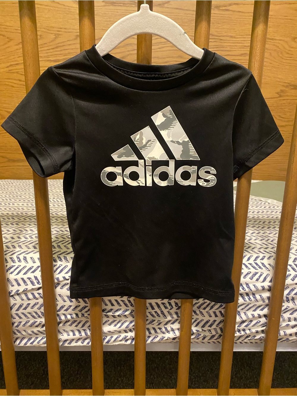 adidas Black Tee with Gray Camo Logo